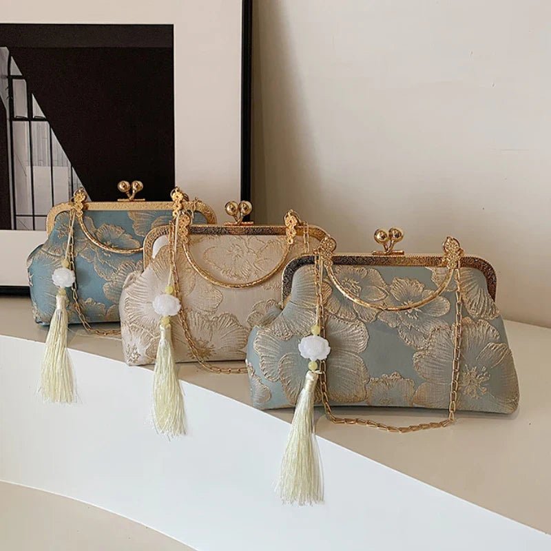 Chinese Style Embroidered Shoulder Bag | Elegant Handbag & Retro Small Square Bag (Wedding Party Luxury Designer Women's Evening Clutch) - Luzilly Bridal & Apparel