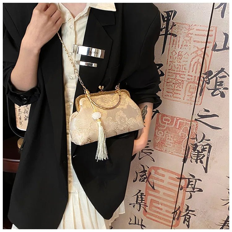 Chinese Style Embroidered Shoulder Bag | Elegant Handbag & Retro Small Square Bag (Wedding Party Luxury Designer Women's Evening Clutch) - Luzilly Bridal & Apparel