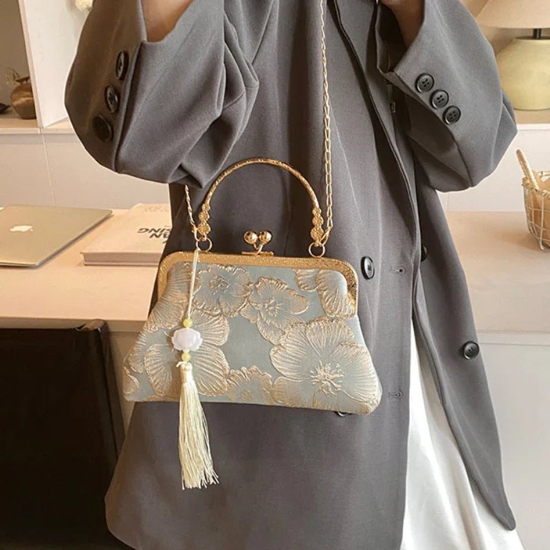 Chinese Style Embroidered Shoulder Bag | Elegant Handbag & Retro Small Square Bag (Wedding Party Luxury Designer Women's Evening Clutch) - Luzilly Bridal & Apparel