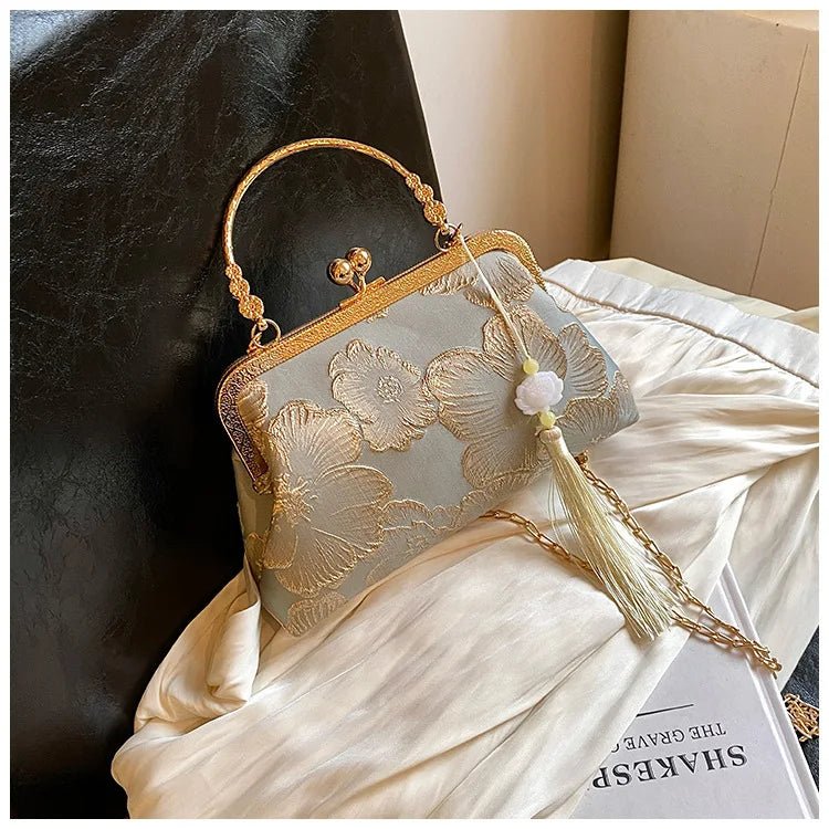 Chinese Style Embroidered Shoulder Bag | Elegant Handbag & Retro Small Square Bag (Wedding Party Luxury Designer Women's Evening Clutch) - Luzilly Bridal & Apparel