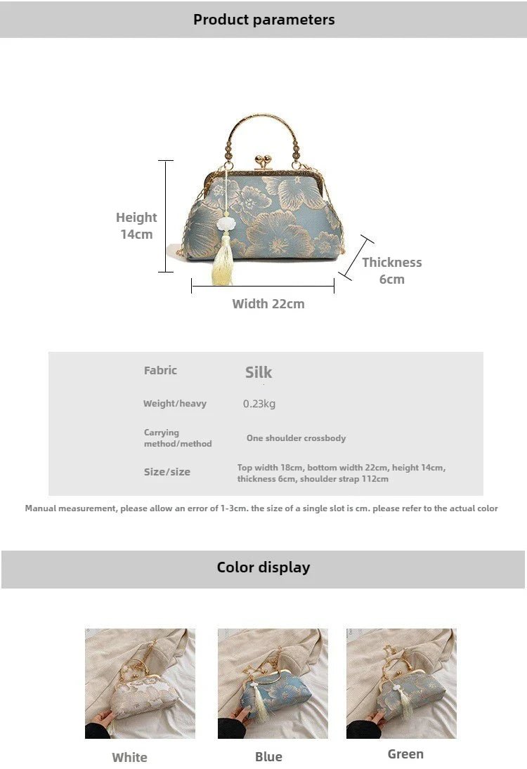 Chinese Style Embroidered Shoulder Bag | Elegant Handbag & Retro Small Square Bag (Wedding Party Luxury Designer Women's Evening Clutch) - Luzilly Bridal & Apparel