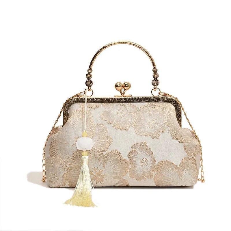 Chinese Style Embroidered Shoulder Bag | Elegant Handbag & Retro Small Square Bag (Wedding Party Luxury Designer Women's Evening Clutch) - Luzilly Bridal & Apparel