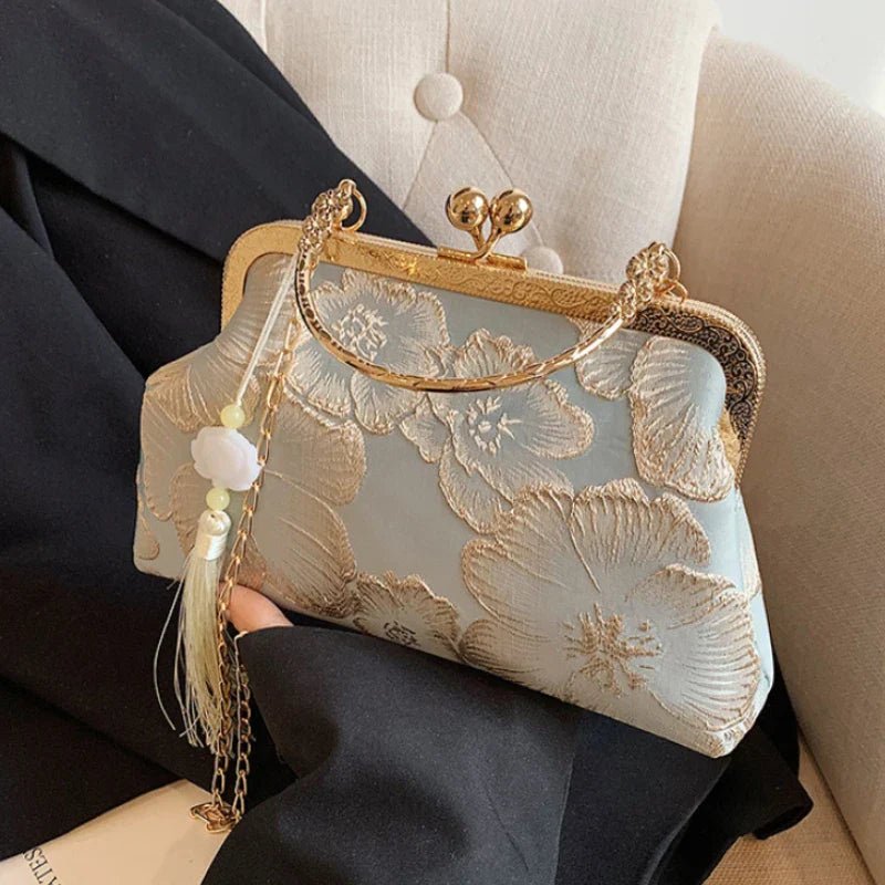 Chinese Style Embroidered Shoulder Bag | Elegant Handbag & Retro Small Square Bag (Wedding Party Luxury Designer Women's Evening Clutch) - Luzilly Bridal & Apparel