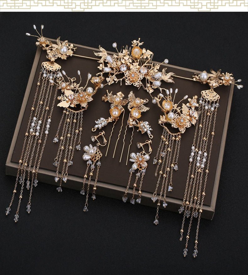 Chinese-Style Floral Bridal Hair Ornament - Luzilly Bridal & Apparel