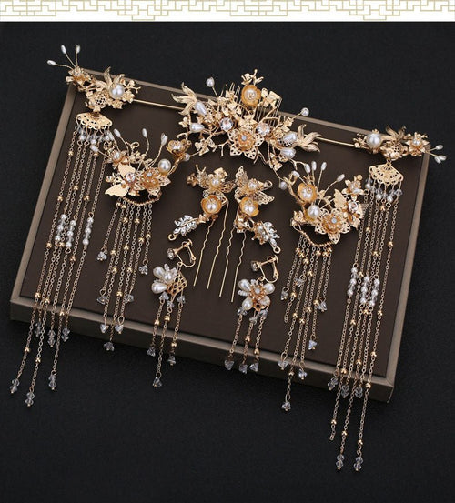 Chinese-Style Floral Bridal Hair Ornament - Luzilly Bridal & Apparel