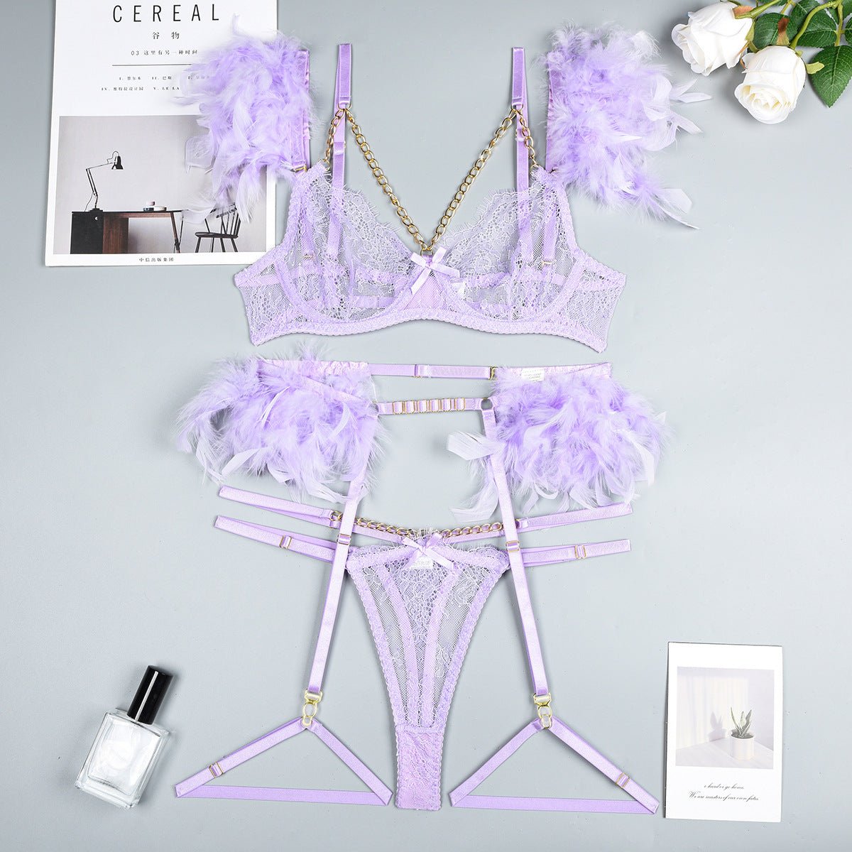 Christma Chains Lace Sexy Lingerie Women Underwear Bra Pa - Luzilly Bridal & Apparel