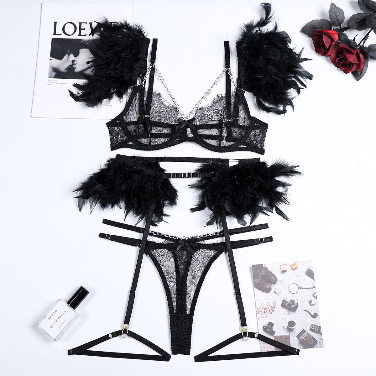 Christma Chains Lace Sexy Lingerie Women Underwear Bra Pa - Luzilly Bridal & Apparel