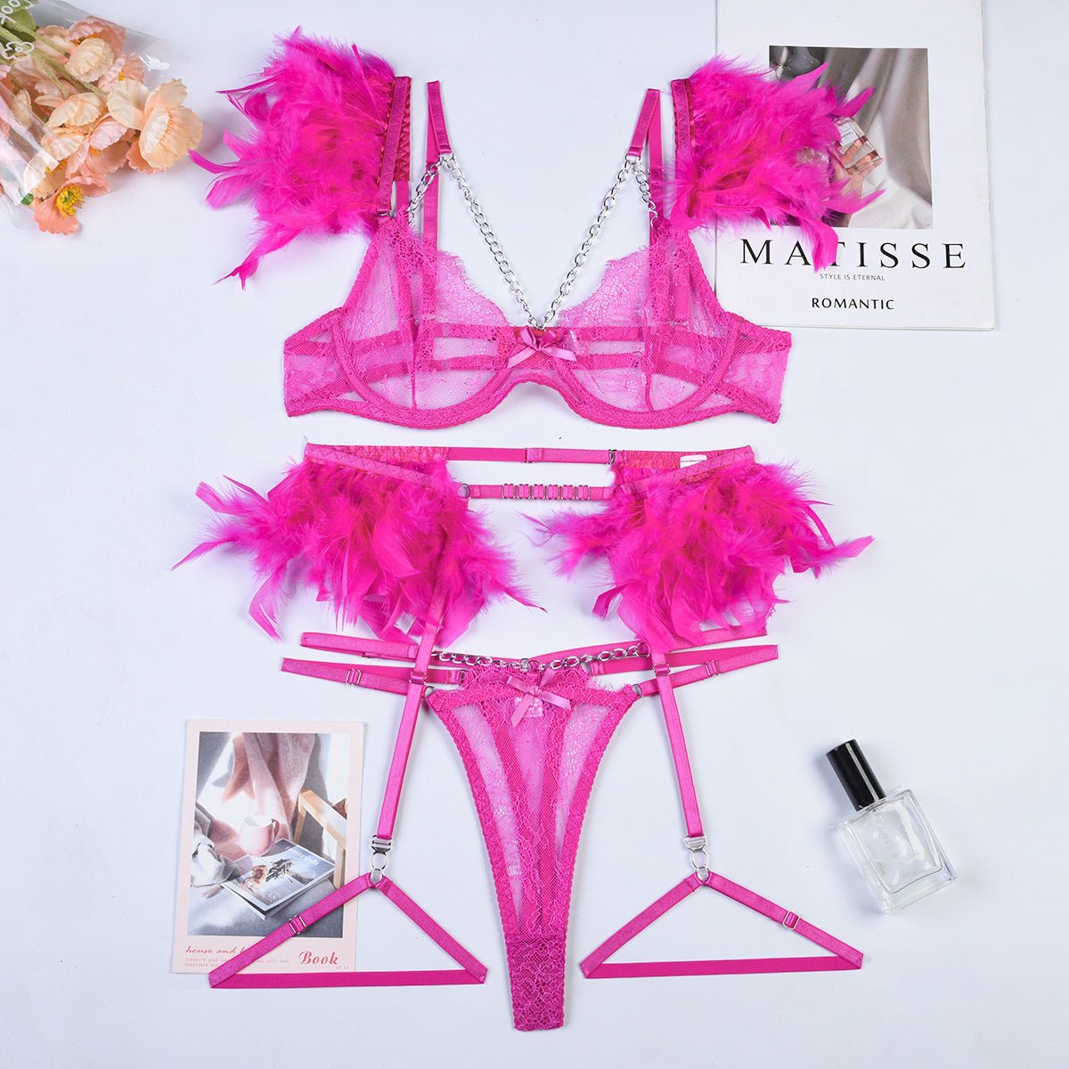 Christma Chains Lace Sexy Lingerie Women Underwear Bra Pa - Luzilly Bridal & Apparel