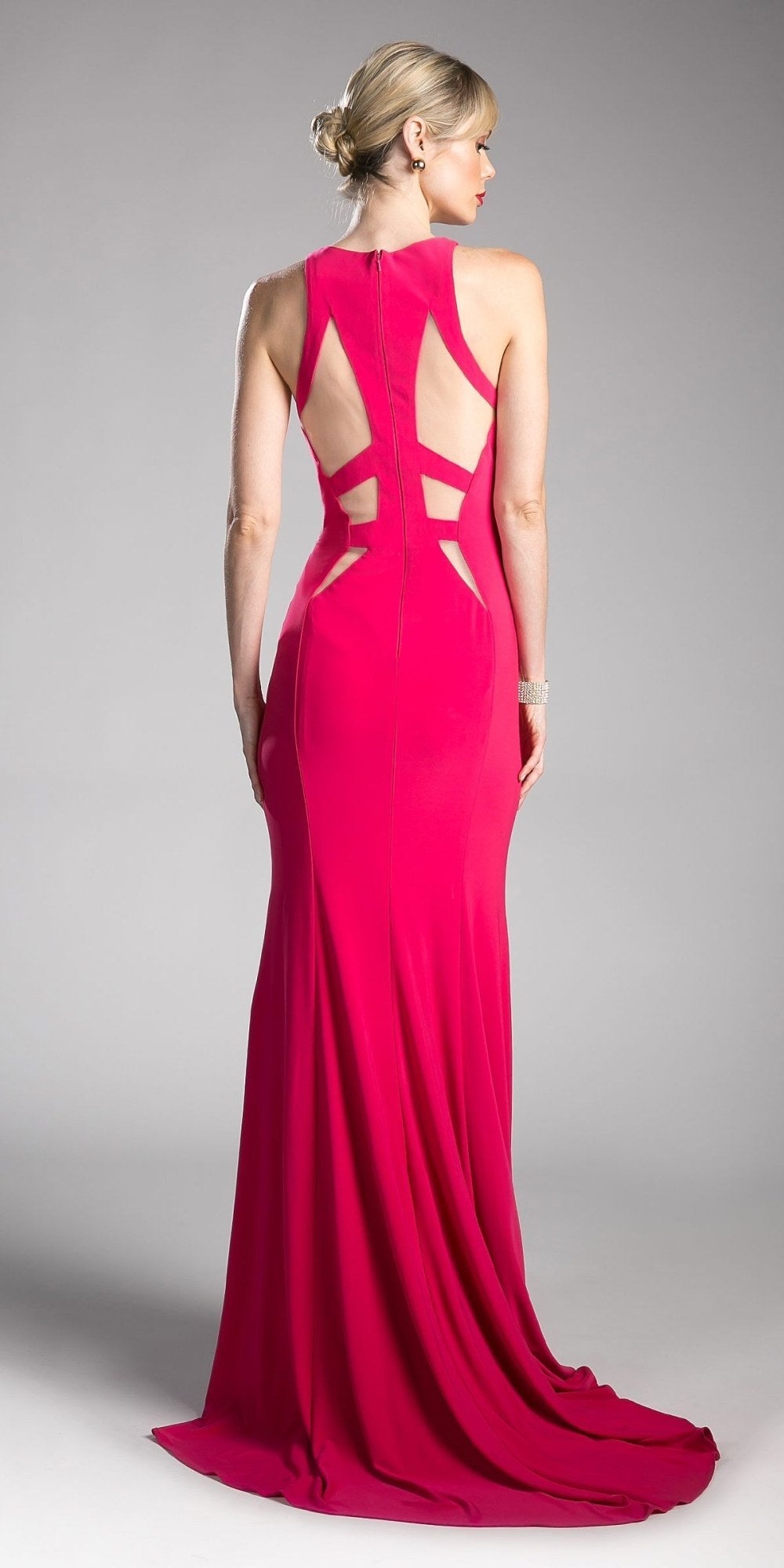 Cinderella Divine 84222 Floor Length Prom Dress with Cut Outs - Luzilly Bridal & Apparel