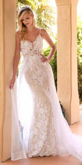 Cinderella Divine CD931W Lace Sheath Wedding Gown - Luzilly Bridal & Apparel