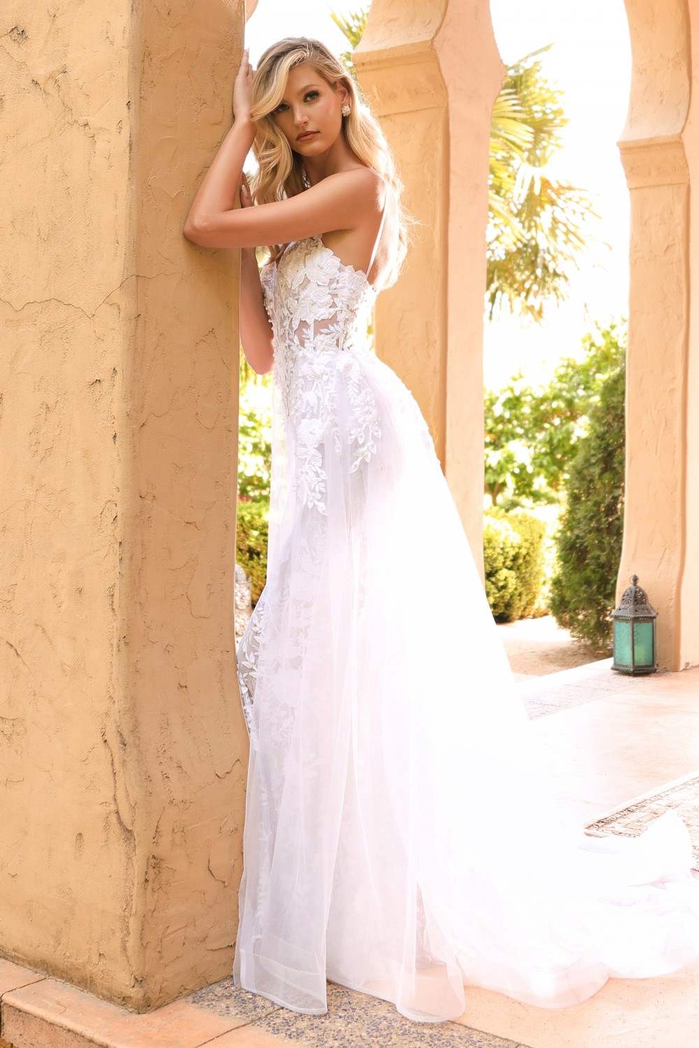 Cinderella Divine CD931W Lace Sheath Wedding Gown - Luzilly Bridal & Apparel
