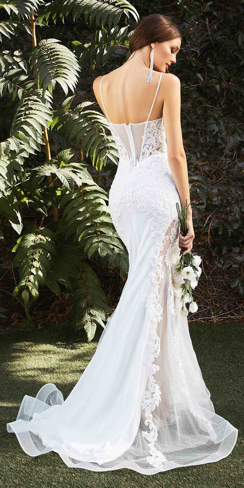 Cinderella Divine CD937W Illusion-Side Mermaid Wedding Gown - Luzilly Bridal & Apparel