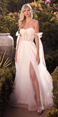 Cinderella Divine CD964W A-Line Boned Bodice Wedding Gown - Luzilly Bridal & Apparel