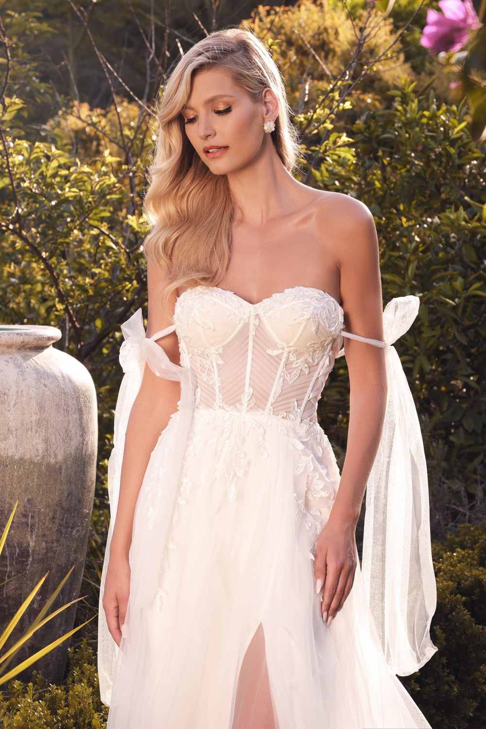 Cinderella Divine CD964W A-Line Boned Bodice Wedding Gown - Luzilly Bridal & Apparel