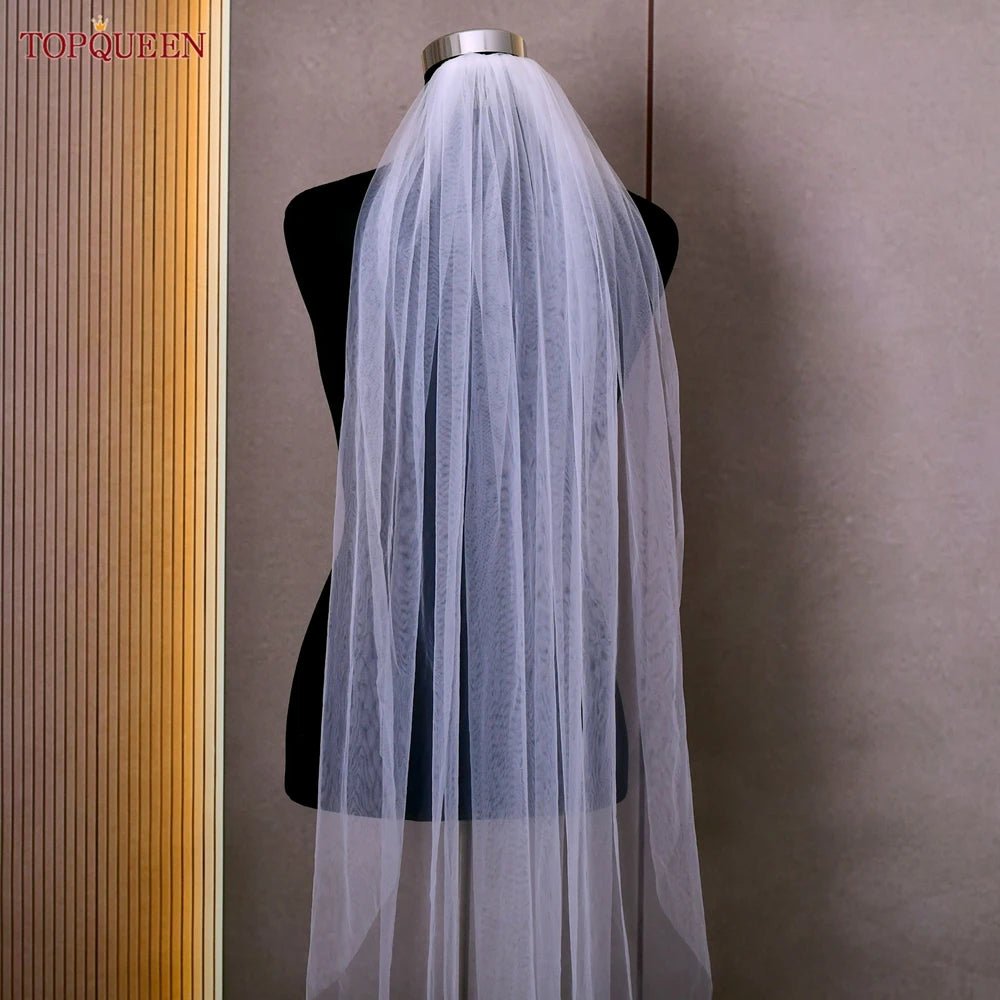 Classic Plain Tulle Cathedral Wedding Veil - Luzilly Bridal & Apparel