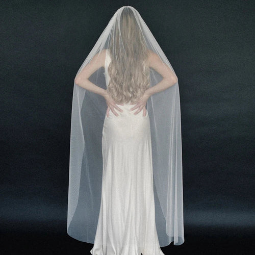 Classic Plain Tulle Cathedral Wedding Veil - Luzilly Bridal & Apparel