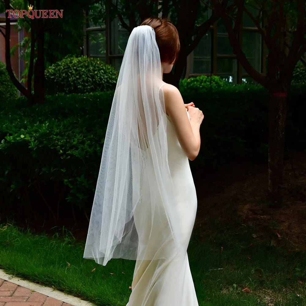 Classic Plain Tulle Cathedral Wedding Veil - Luzilly Bridal & Apparel