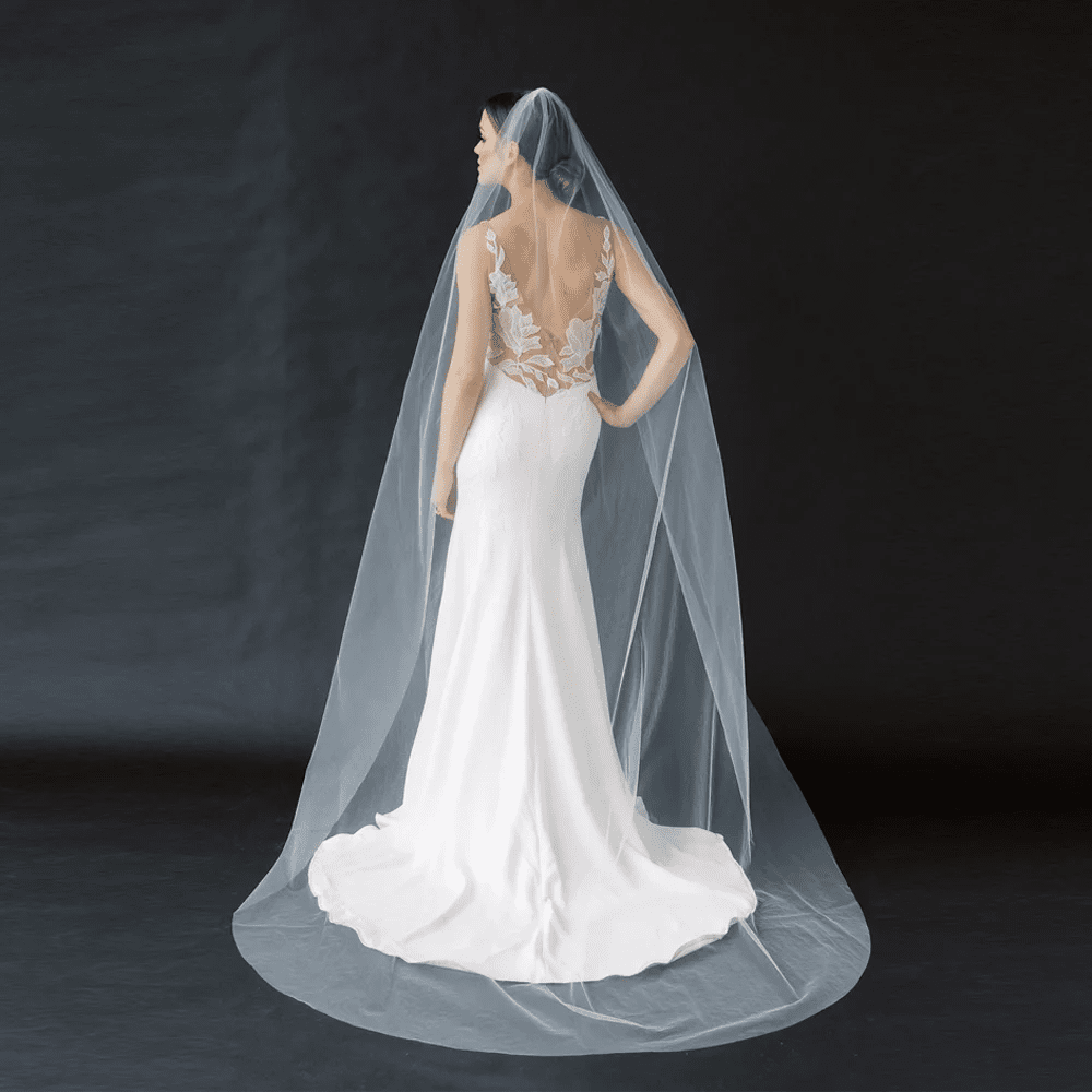 Classic Plain Tulle Cathedral Wedding Veil - Luzilly Bridal & Apparel