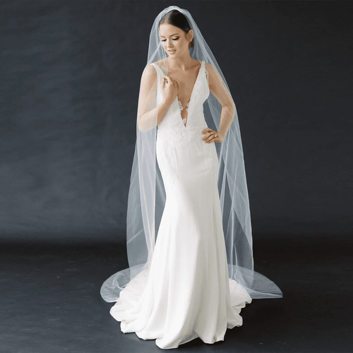 Classic Plain Tulle Cathedral Wedding Veil - Luzilly Bridal & Apparel