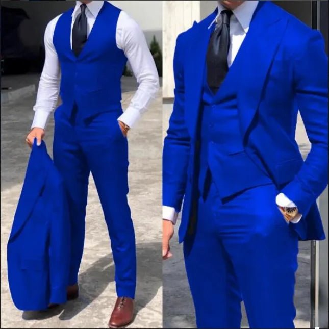 Classy Wedding Tuxedos Suits Slim Fit Bridegroom For Men 3 Pieces Groomsmen Suit Male Cheap Formal Business (Jacket+Vest+Pants - Luzilly Bridal & Apparel