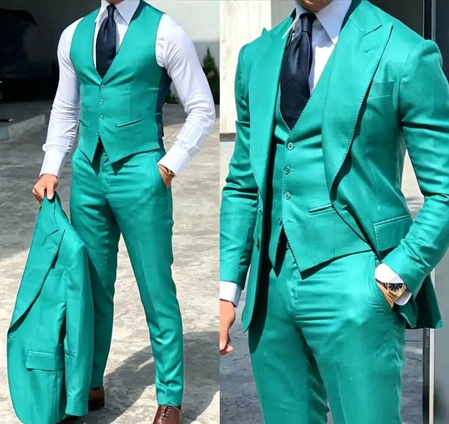 Classy Wedding Tuxedos Suits Slim Fit Bridegroom For Men 3 Pieces Groomsmen Suit Male Cheap Formal Business (Jacket+Vest+Pants - Luzilly Bridal & Apparel