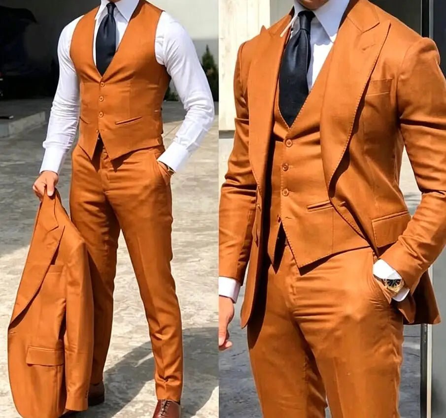 Classy Wedding Tuxedos Suits Slim Fit Bridegroom For Men 3 Pieces Groomsmen Suit Male Cheap Formal Business (Jacket+Vest+Pants - Luzilly Bridal & Apparel