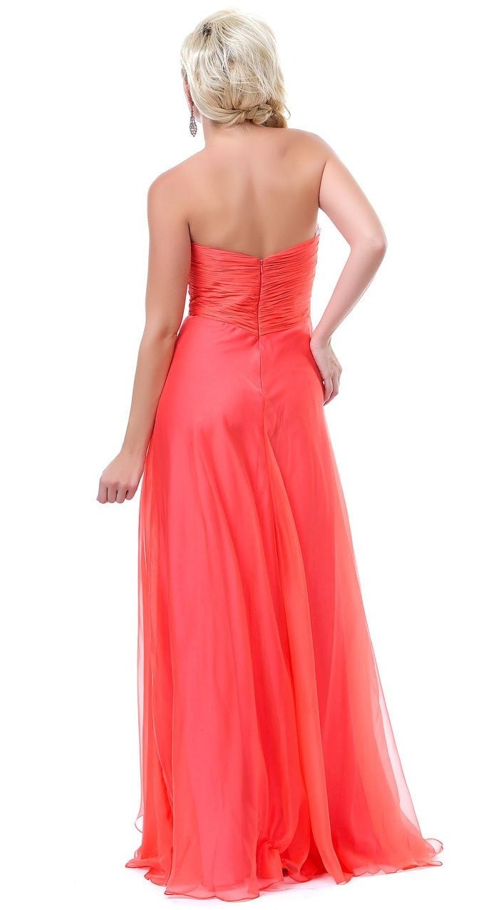 CLEARANCE - Cinderella Divine 7574 Strapless Prom Gown Double Layer Chiffon (Size 8) - Luzilly Bridal & Apparel