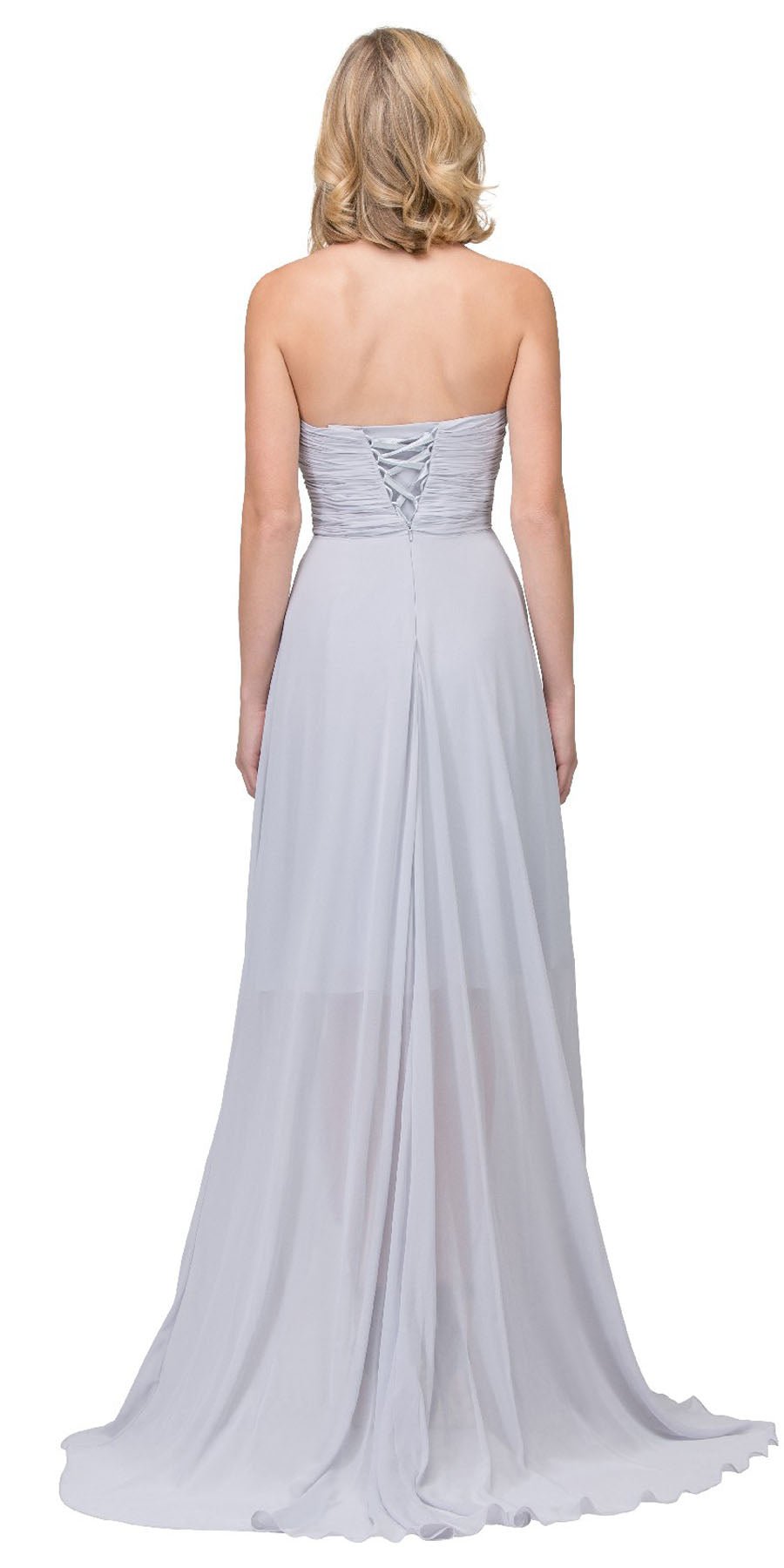 CLEARANCE - High Low Strapless A Line Ruched Bodice Prom Dress (Size 2XL) - Luzilly Bridal & Apparel