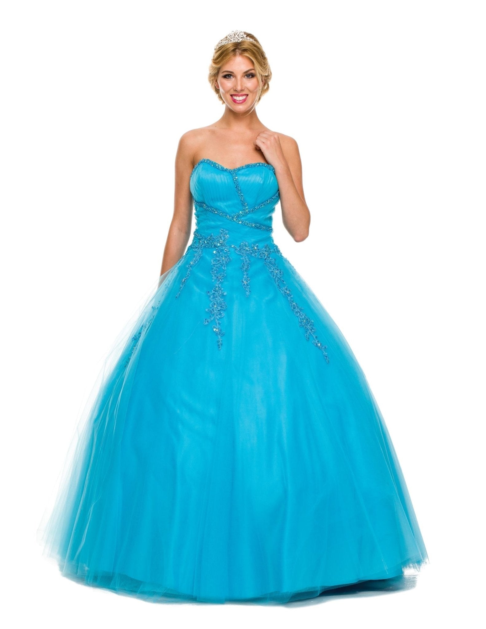 CLEARANCE - Juliet 301 Poofy Quinceanera Tulle Dress A-Line Strapless Beading - Luzilly Bridal & Apparel