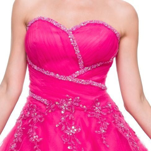 CLEARANCE - Juliet 301 Poofy Quinceanera Tulle Dress A-Line Strapless Beading - Luzilly Bridal & Apparel