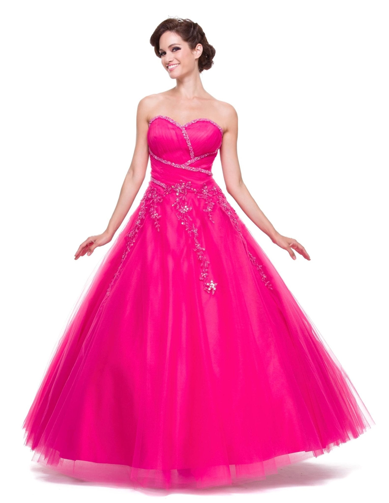 CLEARANCE - Juliet 301 Poofy Quinceanera Tulle Dress A-Line Strapless Beading - Luzilly Bridal & Apparel