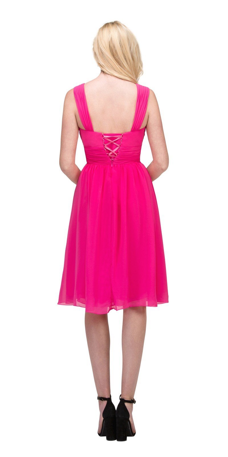 CLEARANCE - Lilac Short Wedding-Guest Dress Ruched-Bodice (Size Medium) - Luzilly Bridal & Apparel