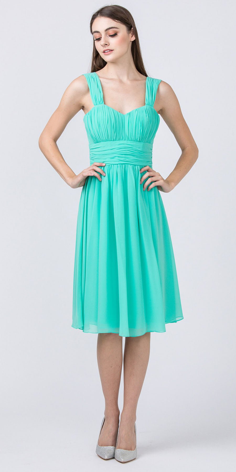 CLEARANCE - Lilac Short Wedding-Guest Dress Ruched-Bodice (Size Medium) - Luzilly Bridal & Apparel