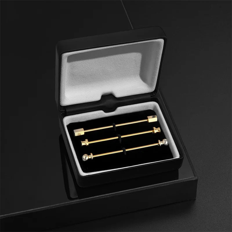 Clip For Collar Shirt Men Shirt Pins Tie Clip Pinned Collar Brooch With Box Wedding Souvenirs Lapel Pin For Men Man Cufflinks - Luzilly Bridal & Apparel