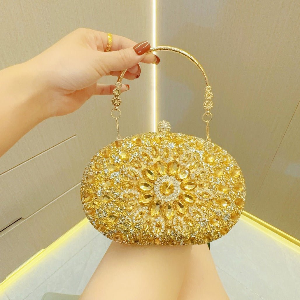 Clutch Purses for Women Evening Bag Nude Purse Luxury Handbag Bride Wallet Glitter Multicolor Rhinestone Bags - Luzilly Bridal & Apparel