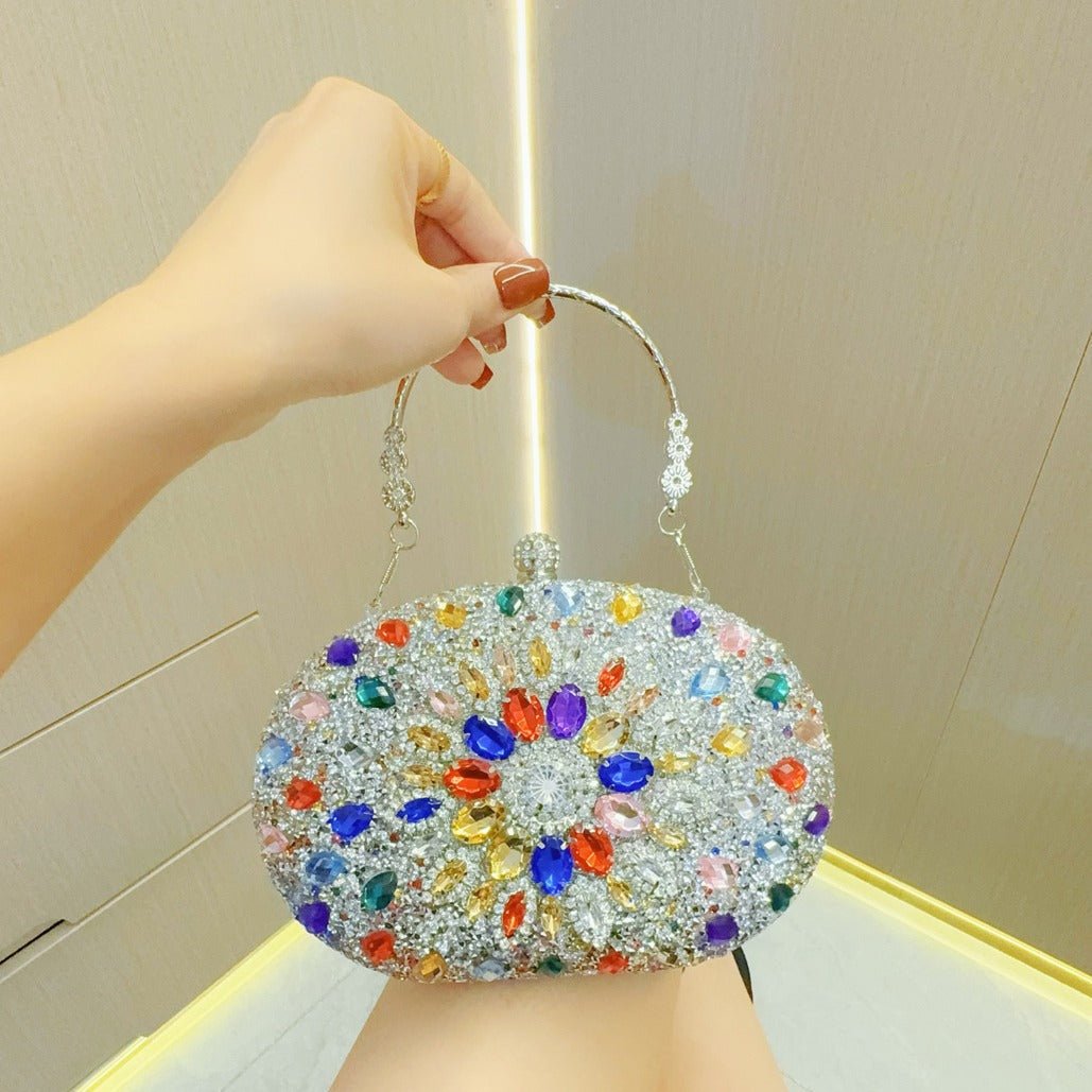 Clutch Purses for Women Evening Bag Nude Purse Luxury Handbag Bride Wallet Glitter Multicolor Rhinestone Bags - Luzilly Bridal & Apparel