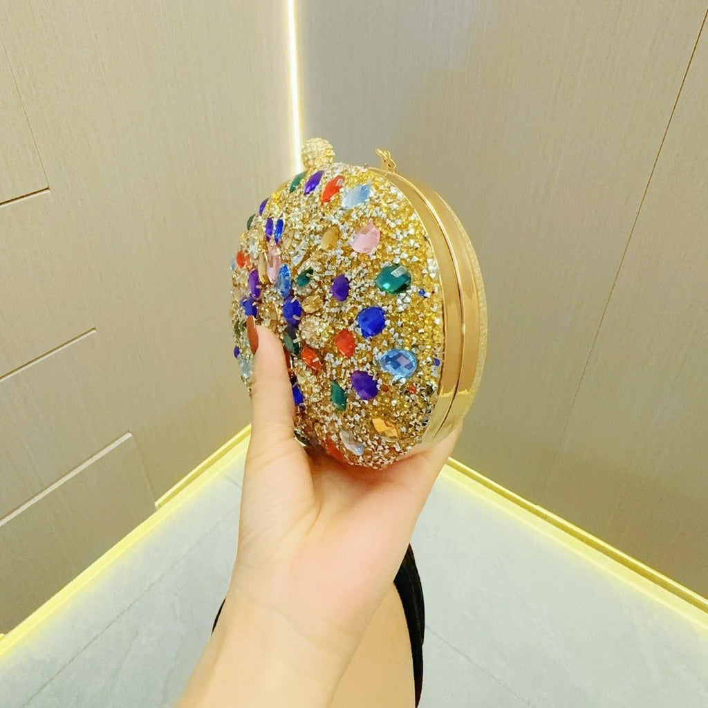 Clutch Purses for Women Evening Bag Nude Purse Luxury Handbag Bride Wallet Glitter Multicolor Rhinestone Bags - Luzilly Bridal & Apparel