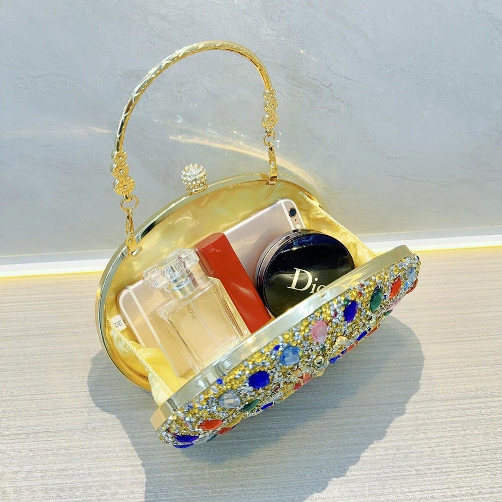 Clutch Purses for Women Evening Bag Nude Purse Luxury Handbag Bride Wallet Glitter Multicolor Rhinestone Bags - Luzilly Bridal & Apparel