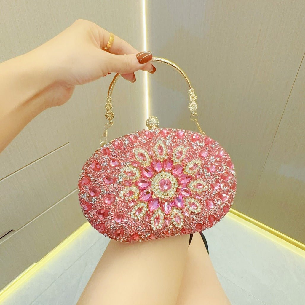 Clutch Purses for Women Evening Bag Nude Purse Luxury Handbag Bride Wallet Glitter Multicolor Rhinestone Bags - Luzilly Bridal & Apparel