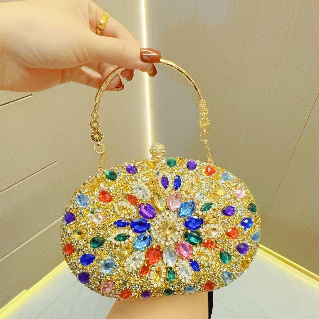 Clutch Purses for Women Evening Bag Nude Purse Luxury Handbag Bride Wallet Glitter Multicolor Rhinestone Bags - Luzilly Bridal & Apparel