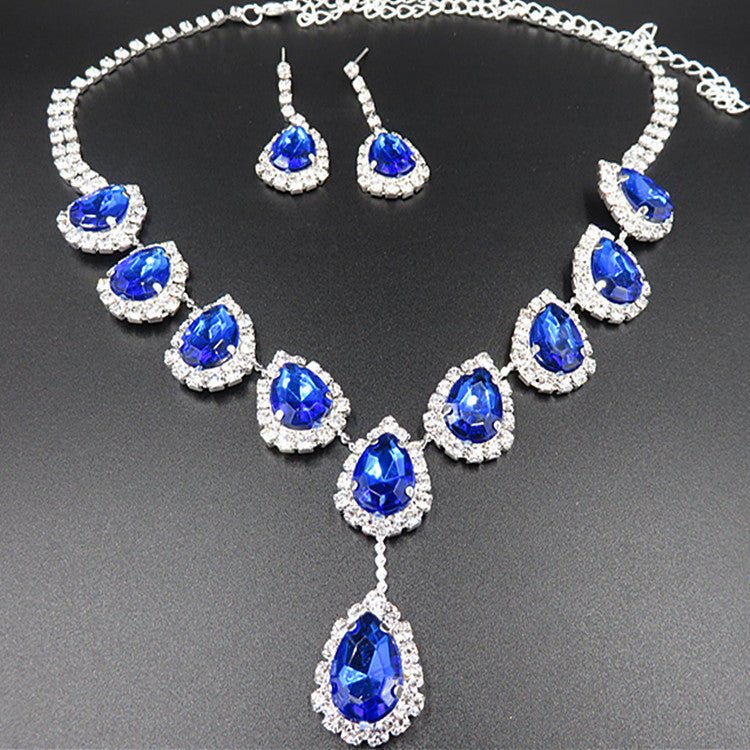 Colored Rhinestone Bridal Necklace Set - Luzilly Bridal & Apparel