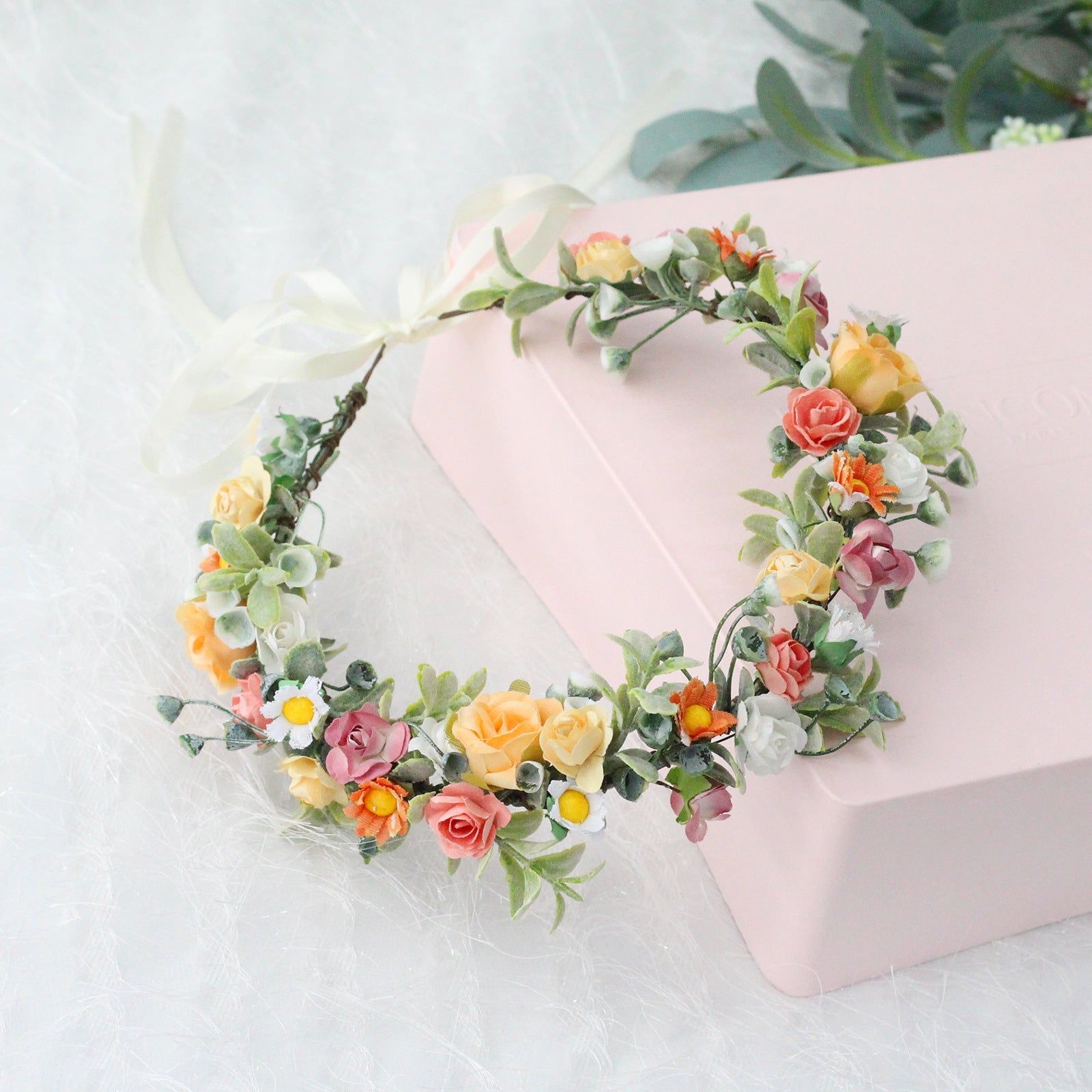 Colorful Rose Crown Hair Hoop Daisy Water Grass Headwear Party Gift Bridal Photo Shooting Wreath - Luzilly Bridal & Apparel