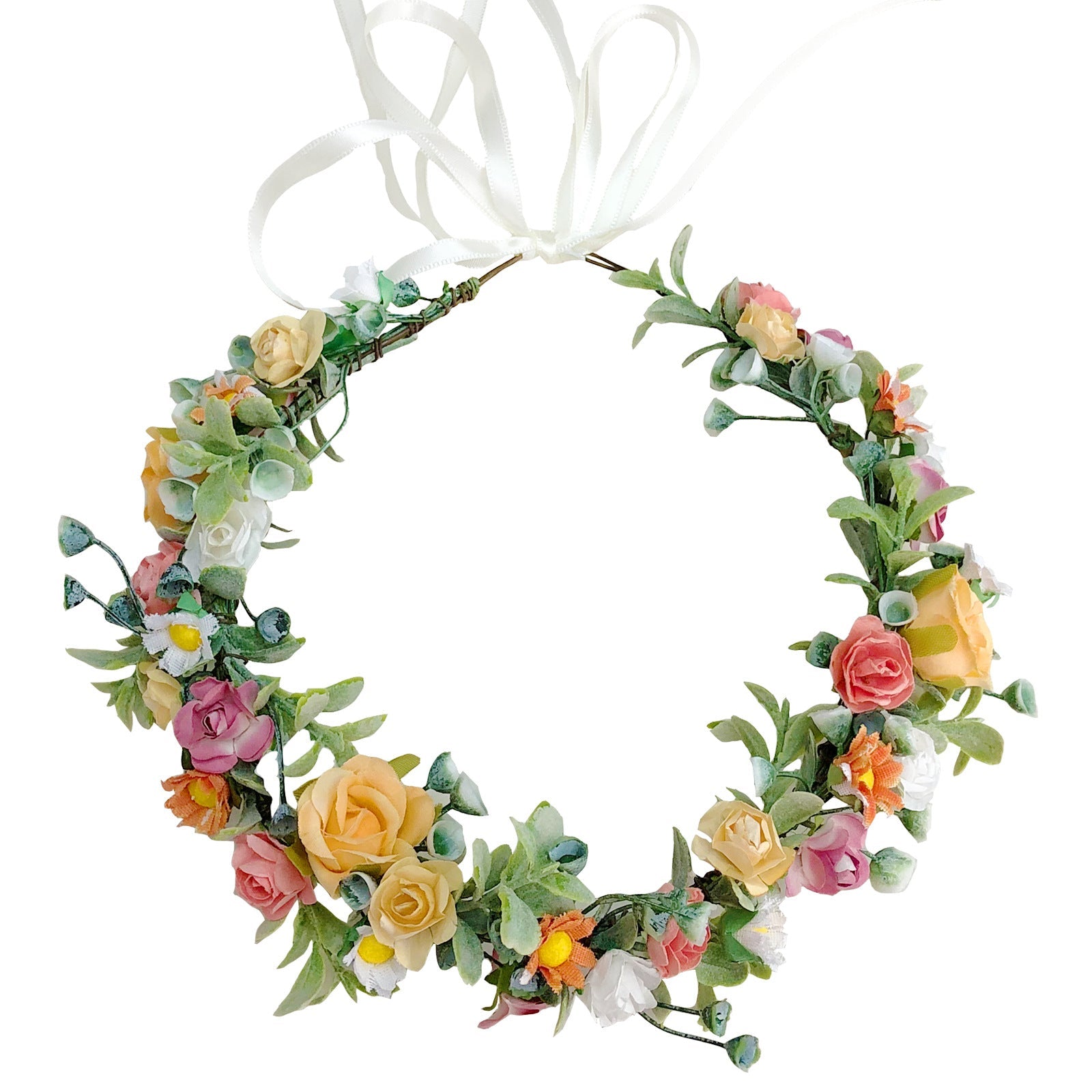 Colorful Rose Crown Hair Hoop Daisy Water Grass Headwear Party Gift Bridal Photo Shooting Wreath - Luzilly Bridal & Apparel