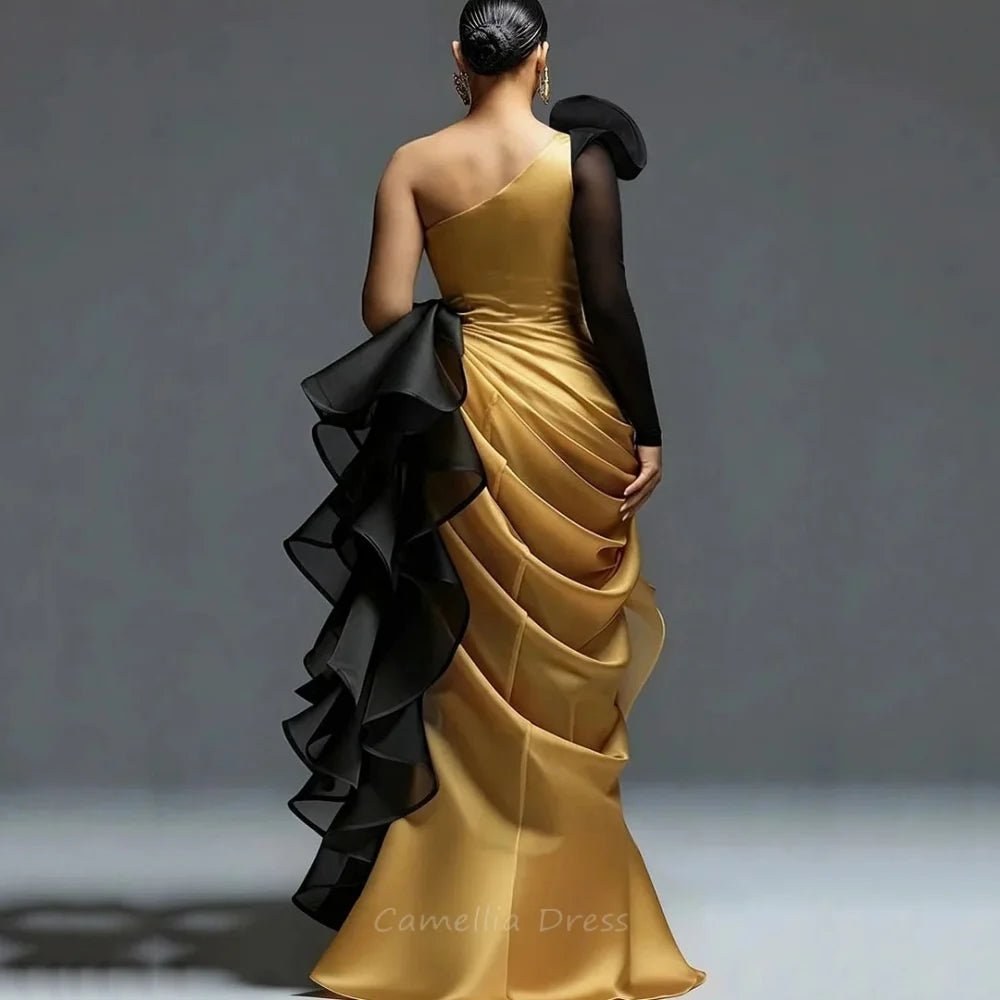 Contrast One Shoulder Customized Mother of the Bride Dresses Mermaid Bride Party Dress Evening Gowns robes invitée mariagee - Luzilly Bridal & Apparel