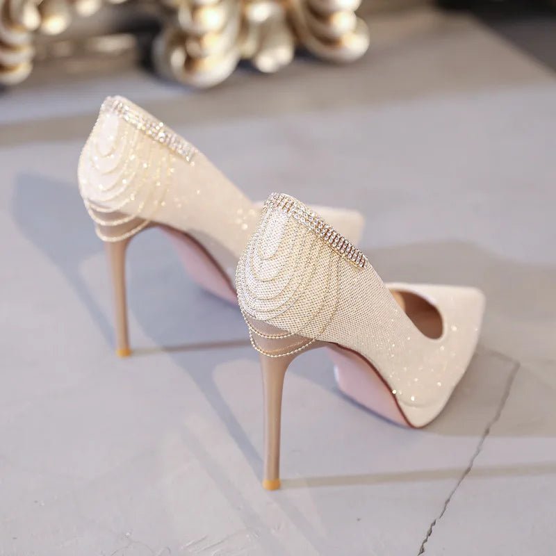 Convertible Crystal Platform Bridal Heels - Luzilly Bridal & Apparel