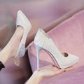 Convertible Crystal Platform Bridal Heels - Luzilly Bridal & Apparel