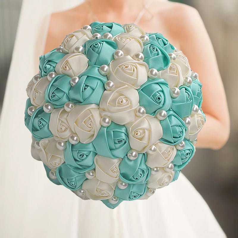 Cream Satin Rose Wedding Bouquet - Luzilly Bridal & Apparel