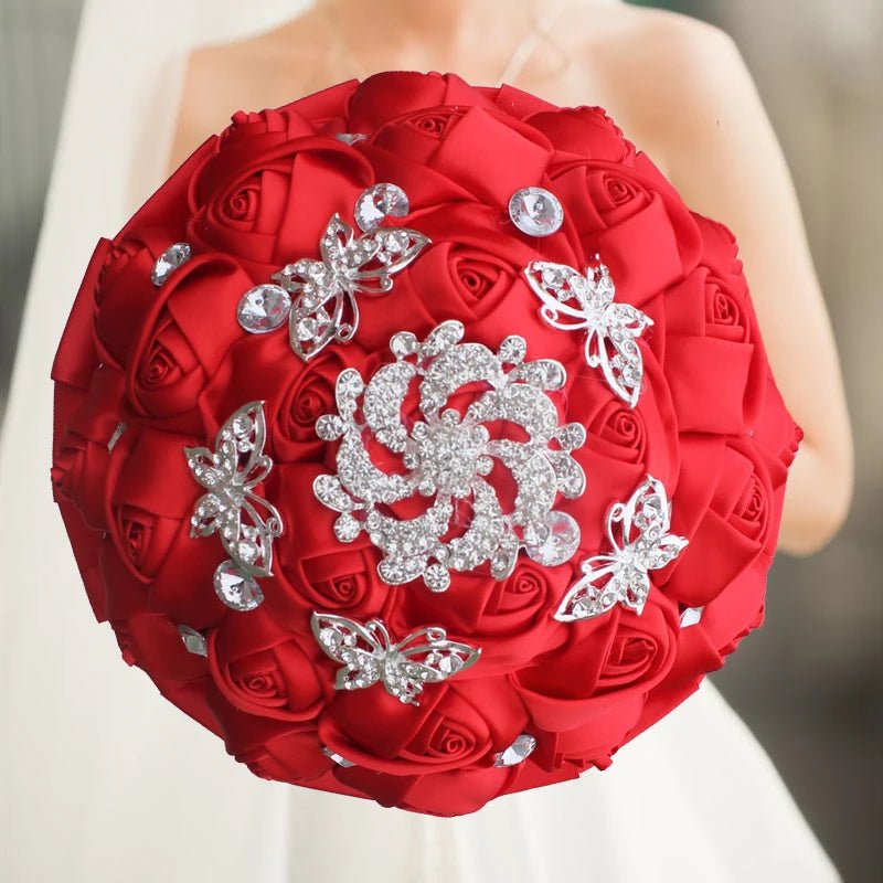 Cream Satin Rose Wedding Bouquet - Luzilly Bridal & Apparel
