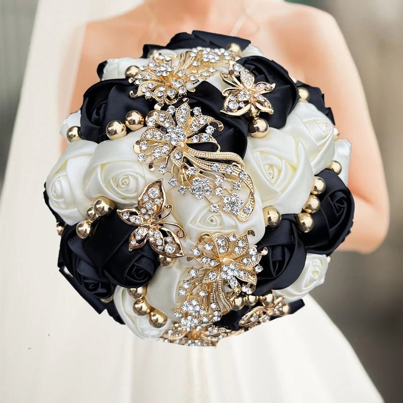 Cream Satin Rose Wedding Bouquet - Luzilly Bridal & Apparel