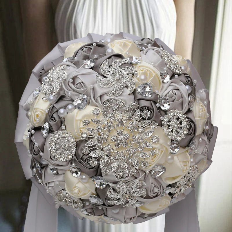 Cream Satin Rose Wedding Bouquet - Luzilly Bridal & Apparel